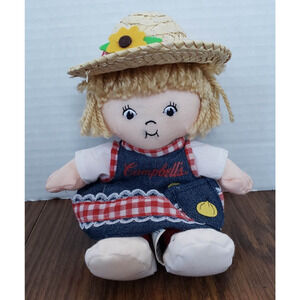Campbells Soup Kids Farm Girl In Straw Hat Beanbag Plush Stuffed Doll Toy